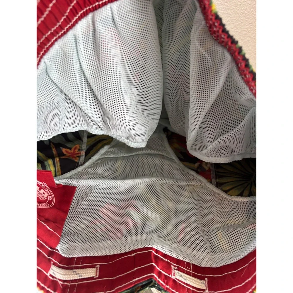 Caribbean Joe Mens‎ Swim Trunks Large Tropical Parrot Floral Board Shorts Black